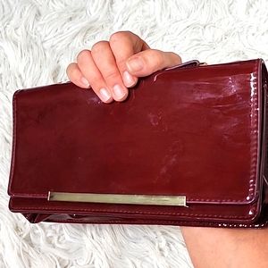 Burgundy Patent Leather Vintage Style Clutch